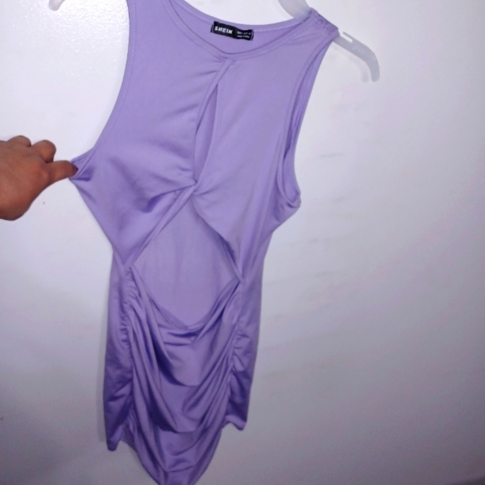 Lavender - Keyhole Chest- Midsection - Mini Dress - W Sz Small-4 - Picture 2 of 7